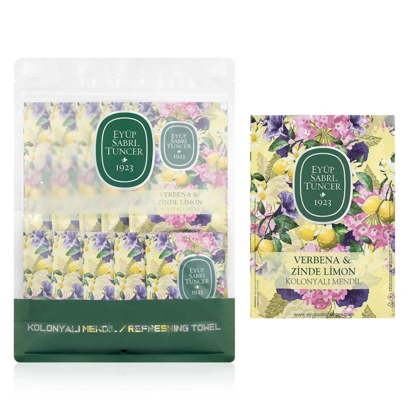 Освежаващи кърпички за ръце с аромат на Върбинка и Свеж Лимон Verbena & Zinde Lemon Refreshing Towel 50бр. Eyup Sabri Tuncer Освежаващи кърпички за ръце с аромат на Върбинка и Свеж Лимон Verbena & Zinde Lemon Refreshing Towel 50бр. Eyup Sabri Tuncer
